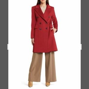Fleurette 100% Cashmere Women's Red Double Breasted Coat in Apple Size 6